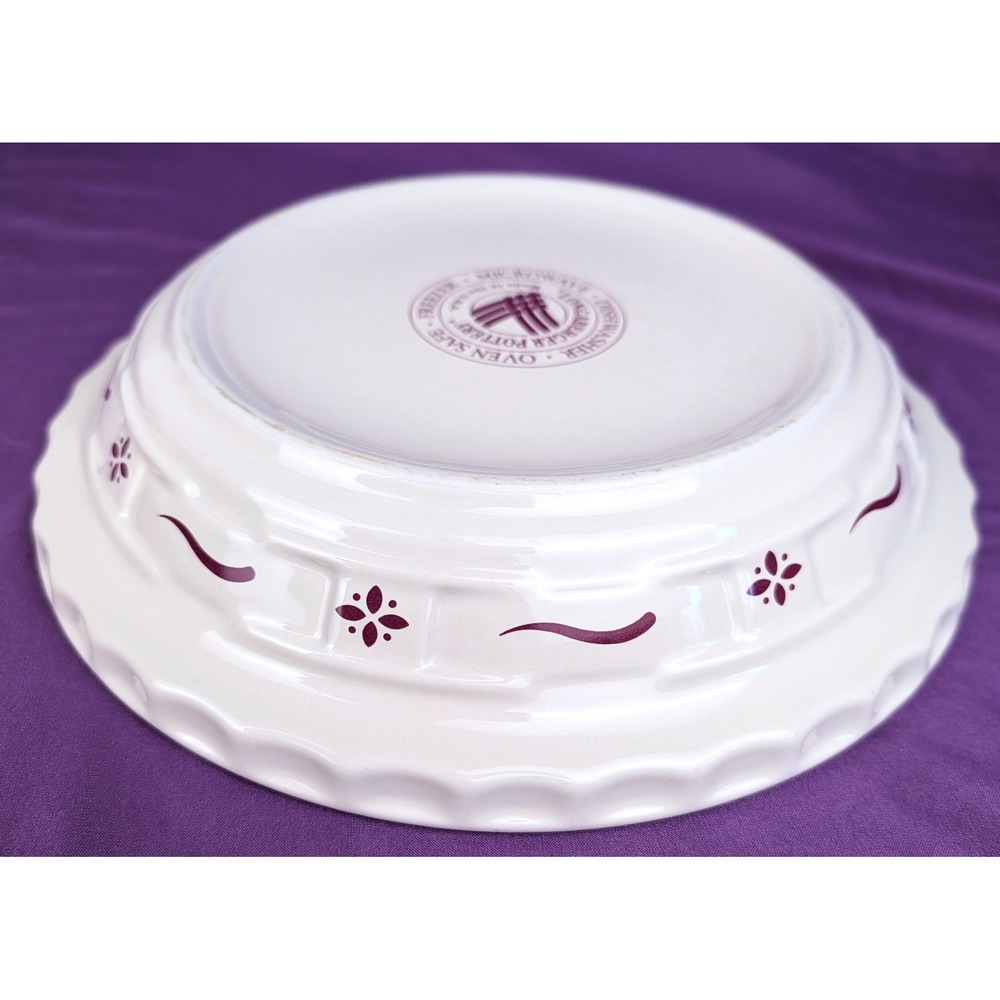 LONGABERGER Pottery USA Woven Traditions Red 10" Pie Dish Mulberry